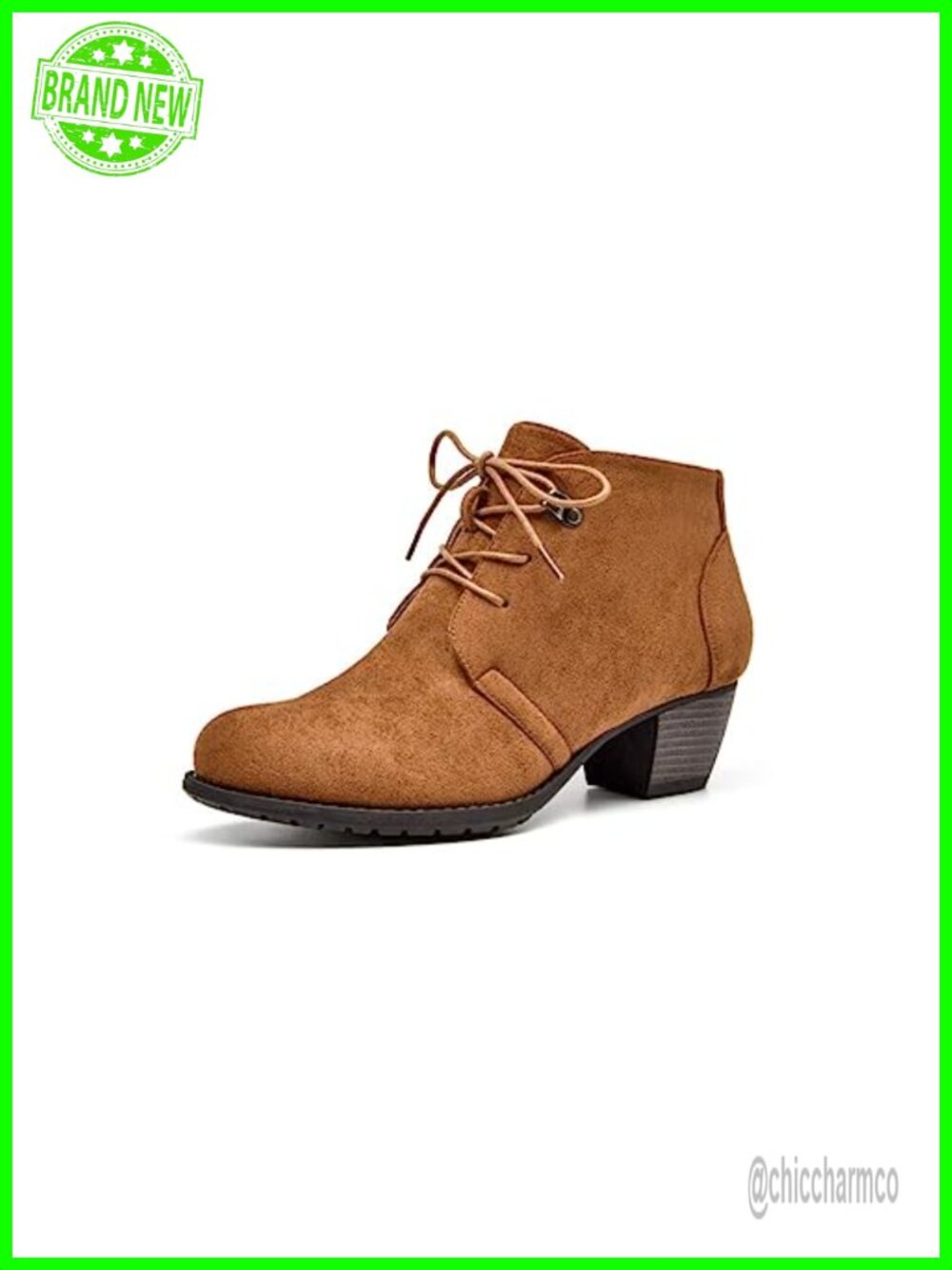 Women's Lace-Up Ankle Boots Faux Suede Low Heel Dress Booties